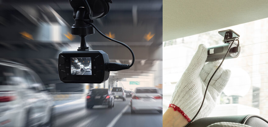 前後2カメラタイプドライブレコーダーの取り付け後イメージ